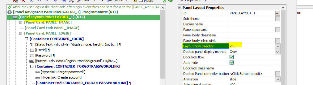 The Panel Layout flow direction property